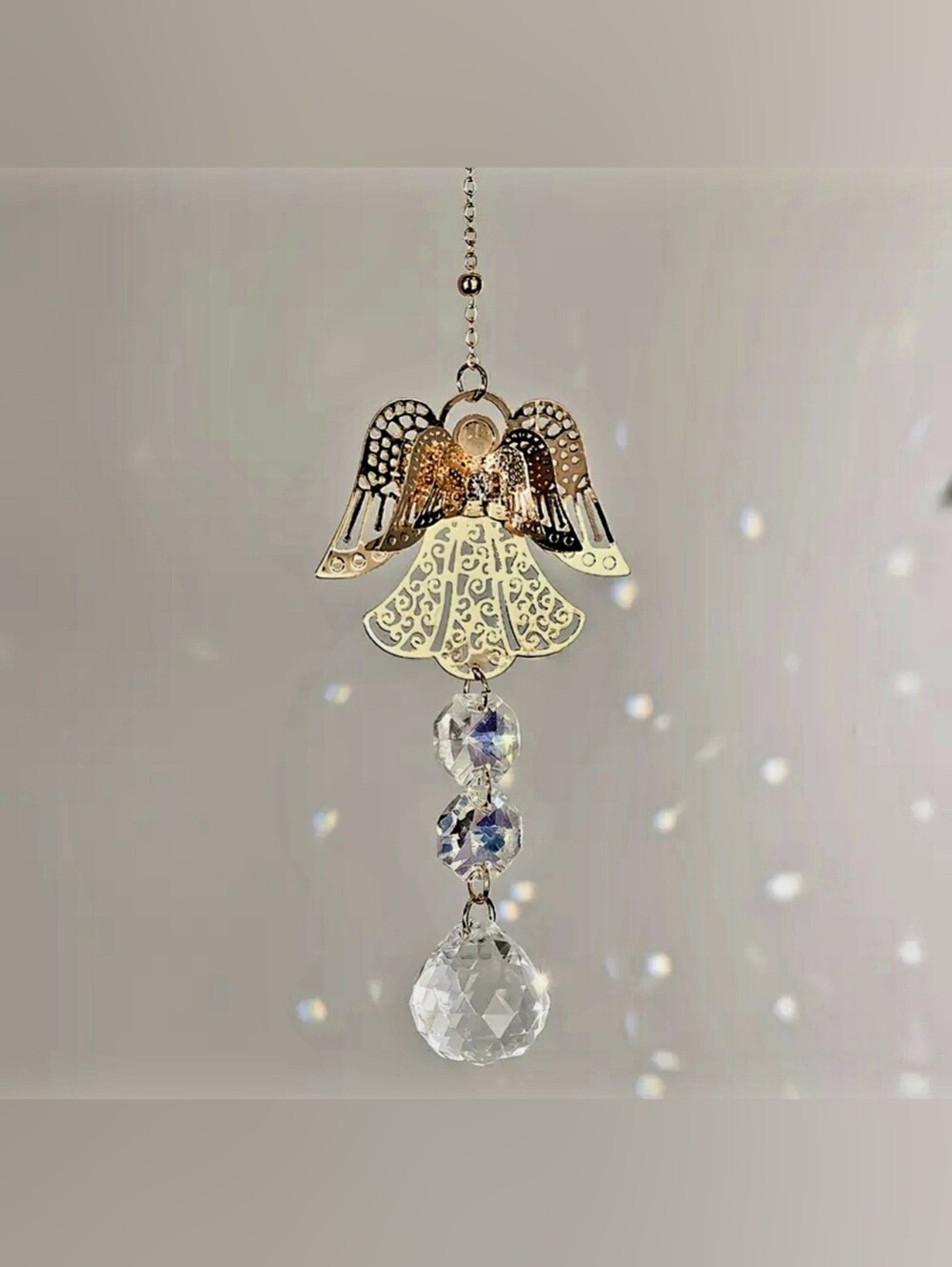 Gold Angel Suncatcher with Crystal Prisms - Picture 3 of 5